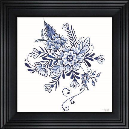 Framed Blue &amp; White Flowers I Print