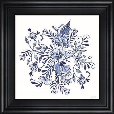 Framed Blue &amp; White Flowers II Print