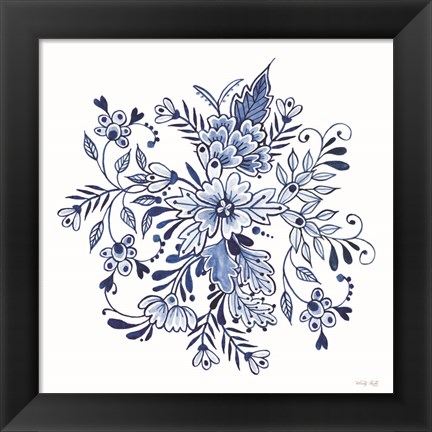 Framed Blue &amp; White Flowers II Print