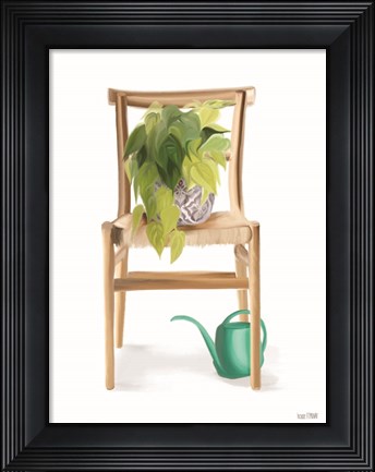 Framed Plant Lover Wicker Chair Print