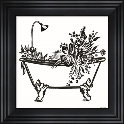 Framed Vintage Floral Tub I Print