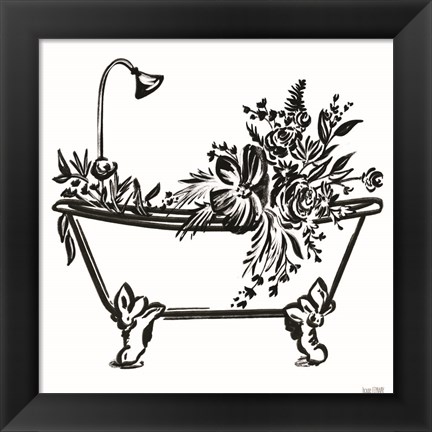 Framed Vintage Floral Tub I Print