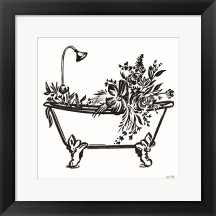 Framed Vintage Floral Tub I Print