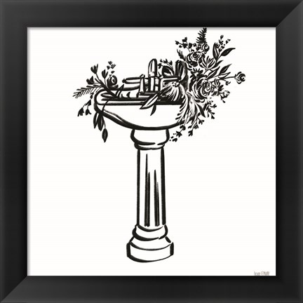 Framed Vintage Floral Sink Print