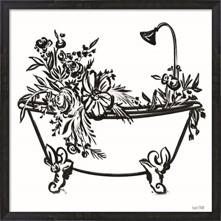 Framed Vintage Floral Tub II Print