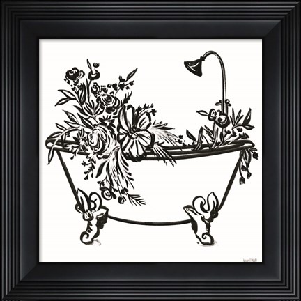 Framed Vintage Floral Tub II Print