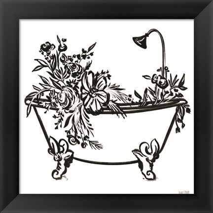 Framed Vintage Floral Tub II Print