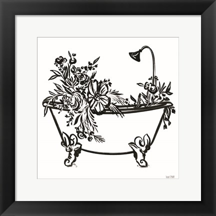 Framed Vintage Floral Tub II Print