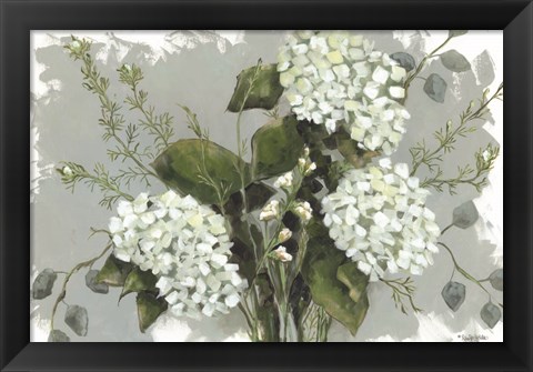 Framed Hydrangeas in White Print