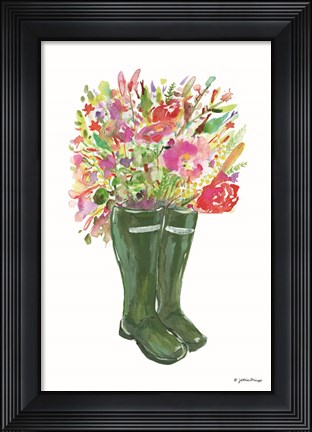 Framed Blooms and Boots Print