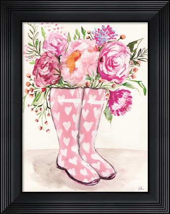 Framed Rain Boot Flowers Print