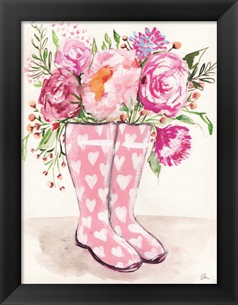 Framed Rain Boot Flowers Print