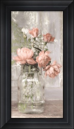 Framed Cottage Peach Roses Print