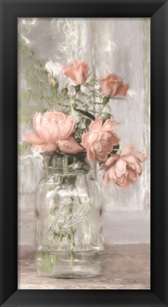 Framed Cottage Peach Roses Print