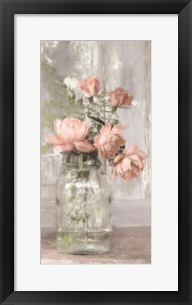 Framed Cottage Peach Roses Print