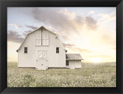 Framed White Summer Barn Print