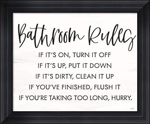 Framed Bathroom Rules Print