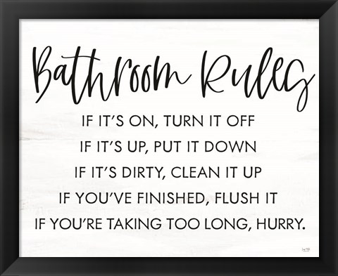 Framed Bathroom Rules Print