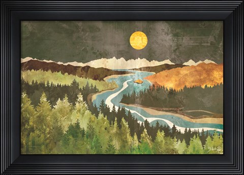 Framed Mountain Moonlight Print