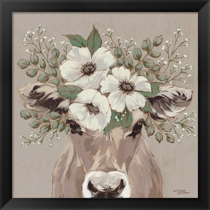 Framed Flora the Jersey Cow Print