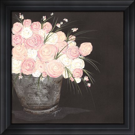 Framed Ranunculus Spray Pink Print