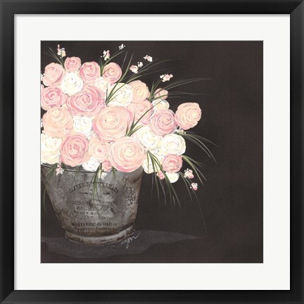 Framed Ranunculus Spray Pink Print