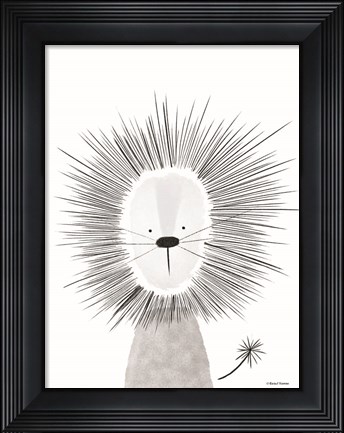 Framed Lion Line Drawing 2 Print