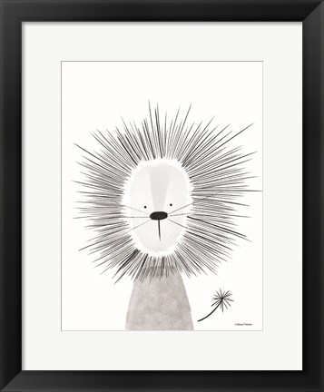 Framed Lion Line Drawing 2 Print