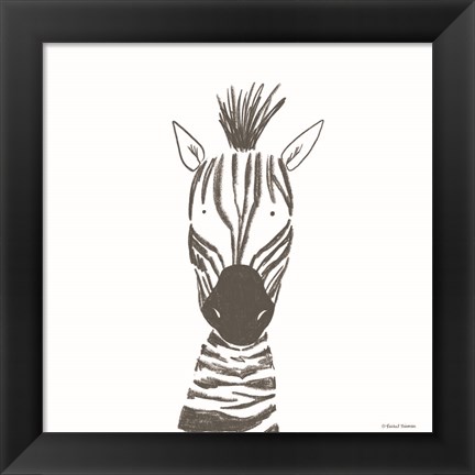 Framed Zebra Line Drawing Print