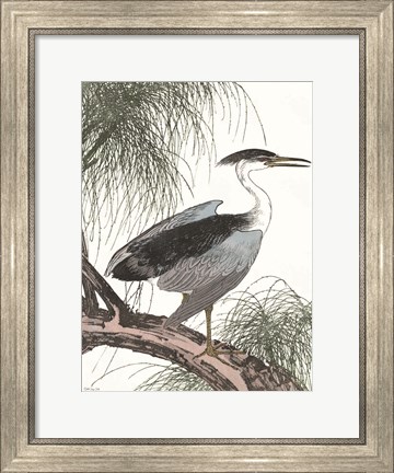 Framed Perched Heron Print