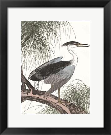 Framed Perched Heron Print