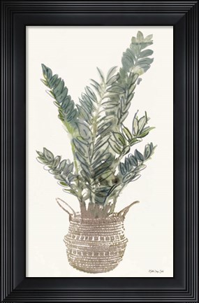 Framed Foliage in Woven Pot 1 Print