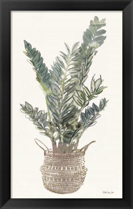 Framed Foliage in Woven Pot 1 Print