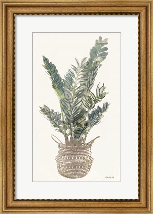 Framed Foliage in Woven Pot 1 Print