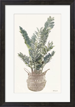 Framed Foliage in Woven Pot 1 Print