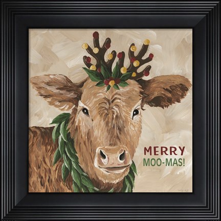 Framed Merry Moo-mas Print