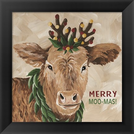 Framed Merry Moo-mas Print