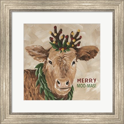Framed Merry Moo-mas Print