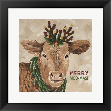 Framed Merry Moo-mas Print