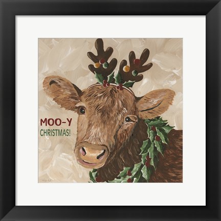 Framed Moo-y Christmas Print