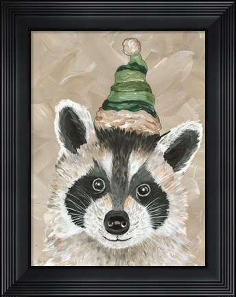 Framed Christmas Raccoon Print
