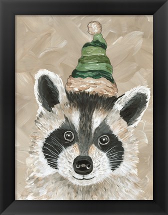 Framed Christmas Raccoon Print