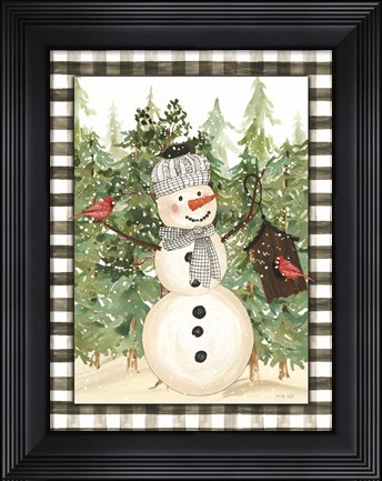 Framed Snowman and Birdhouse Print