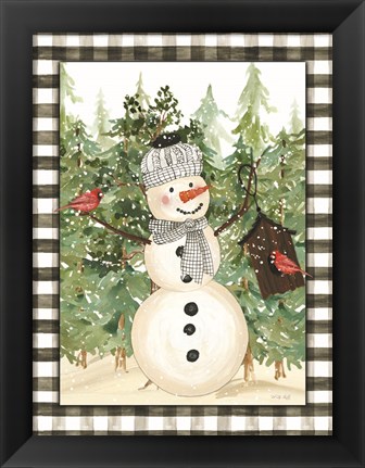 Framed Snowman and Birdhouse Print