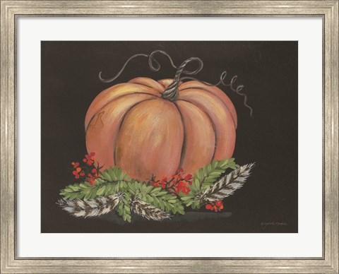 Framed Pumpkin and Feathers Print