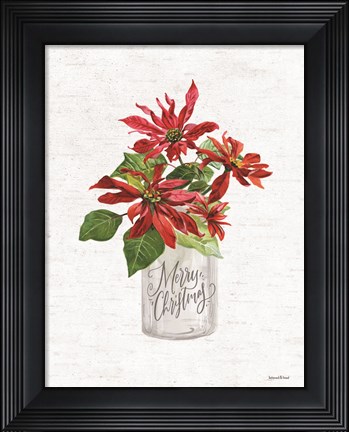 Framed Merry Christmas Poinsettia Print