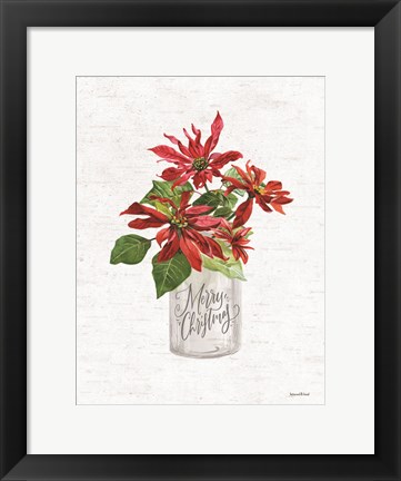 Framed Merry Christmas Poinsettia Print