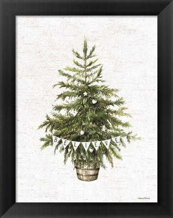 Framed Believe Christmas Tree Print