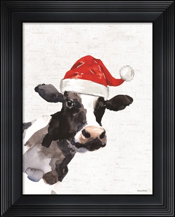 Framed Christmas Cow Print