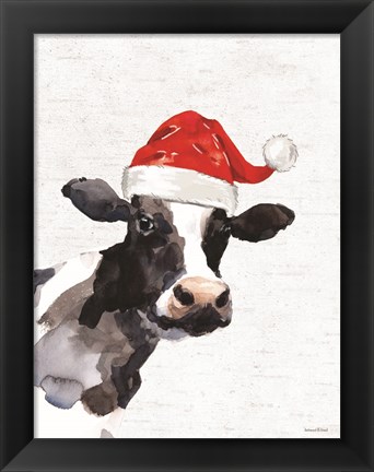 Framed Christmas Cow Print